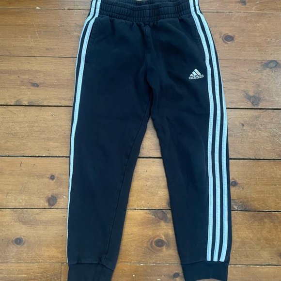 Youth Adidas Black 3 Stripe Core Tricot Joggers Track Pants - Picture 6 of 8